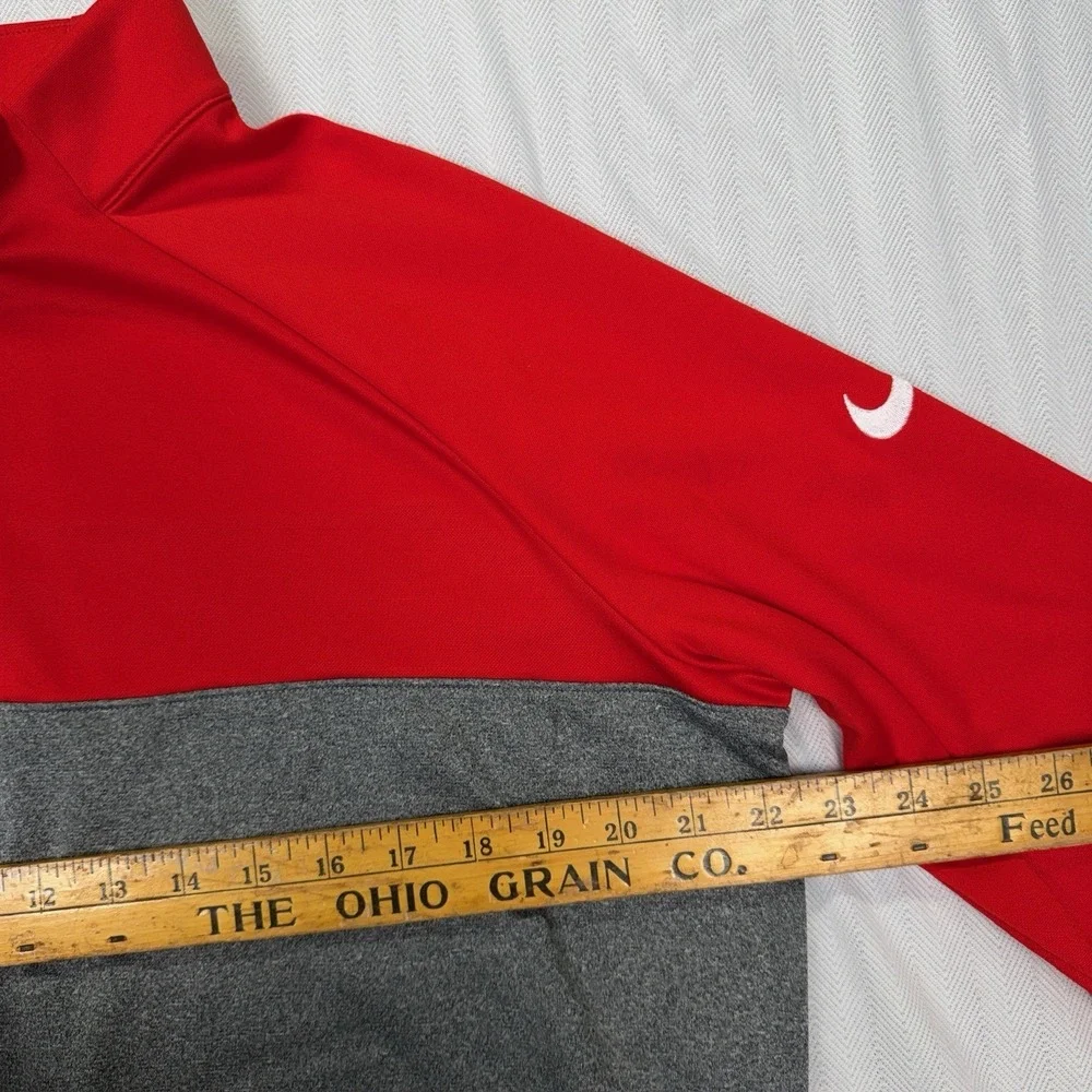 Nike Golf Men's Large Red Gray 1/4 Zip Pullover‎ Long Sleeve